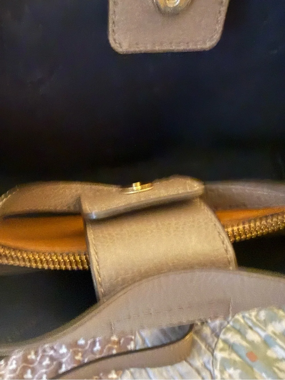 Tory Burch Taupe Pebbled Leather Mini Tote with Gold Hardware